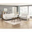 Causeuse beige contemporaine, coussin et dossier rembourrés confortables, pieds en bois massif, structure en contreplaqué, rembourrage en mousse sur les ressorts ensachés, tissu texturé, coussins de siège réversibles attachés,