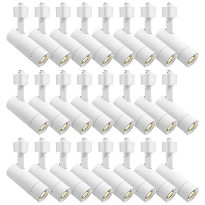 Luxrite 2 Inch Zoomable LED Track Light, 5CCT, CRI90, 10W, 700LM, Dimmable, 358° + 90° Tilt, 20°-50° Beam, H Type Track Light, ETL, White 24 Pack