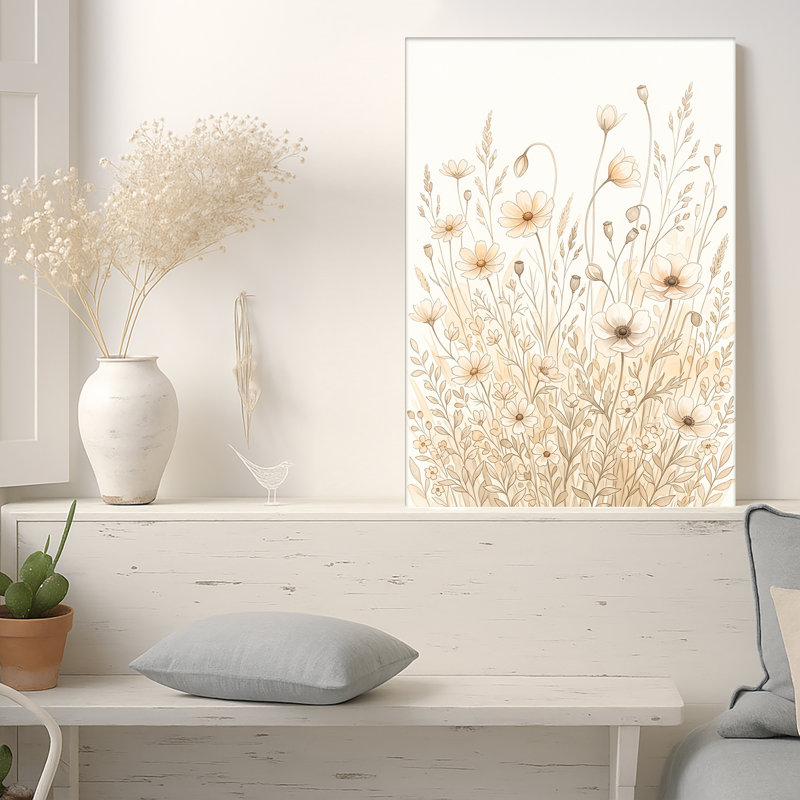Art mural sur toile beige et crème, H 18 po x l 12 po