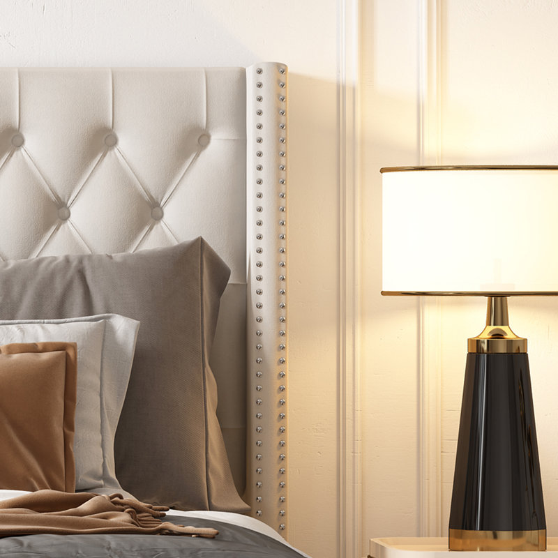 Deth Tufted Velvet Upholstered Platform Bed