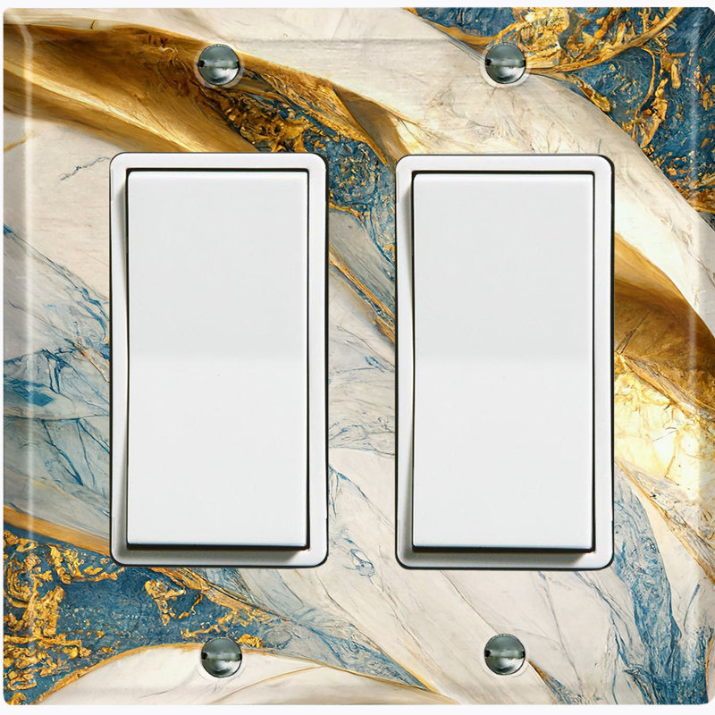 Blue Marble Swirl Image 2 - Gang Toggle Light Switch Standard Wall Plate