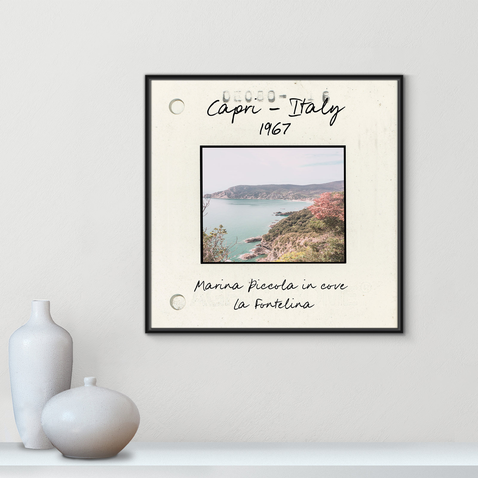 Ritona "Capri, Italy - Marina Piccola" Print, Black Floater Framed Canvas, 31.5" H x 31.5" W x 2" D