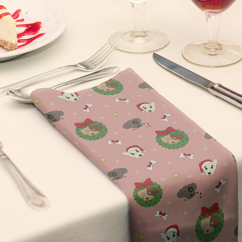 No Pattern Square Napkin, 10" x 10", Pink/Green/Gray, Polyester
