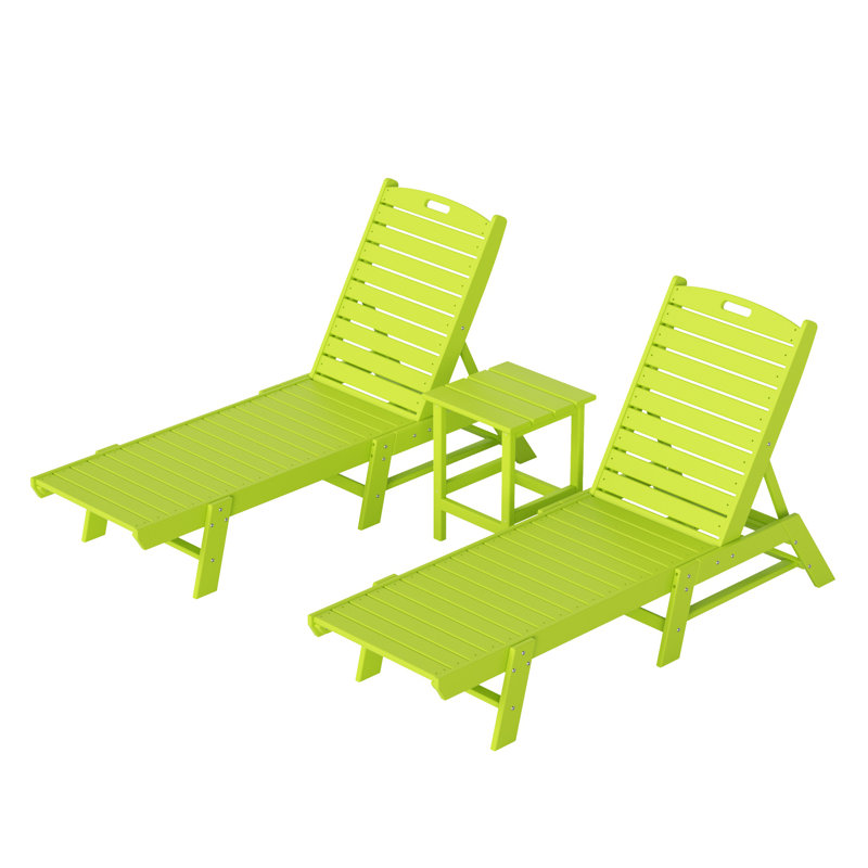 Chaise longue inclinable longue de 78,2 po avec table Laguna, Lime