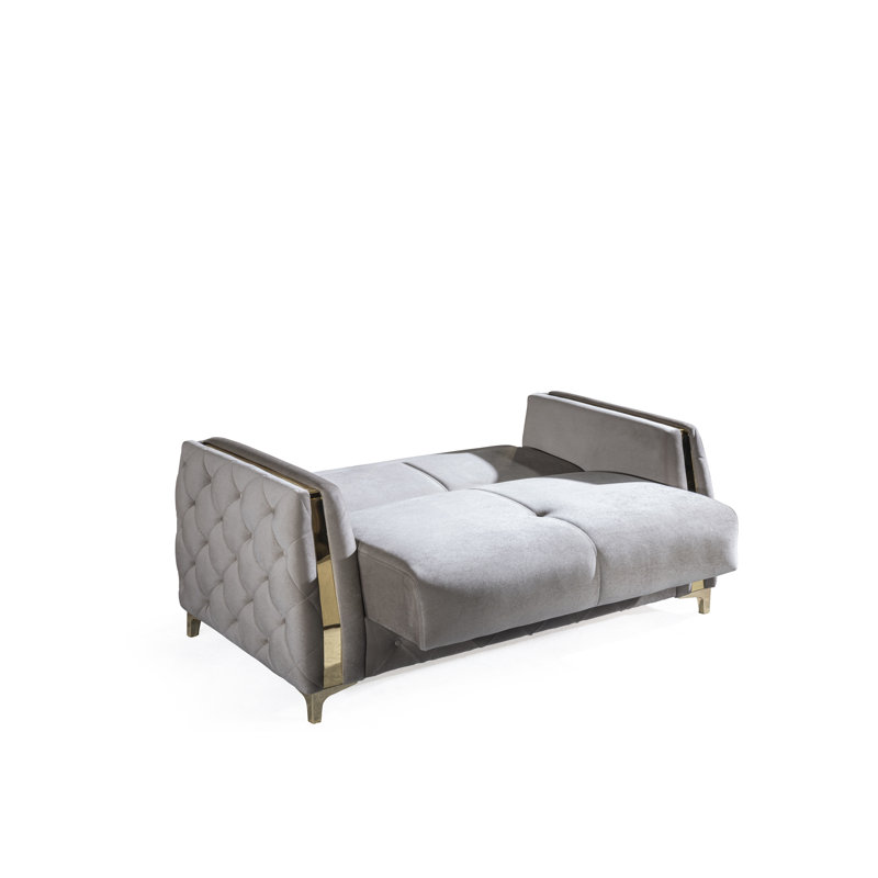 Taupe Modern Offering A Practical Bed Mechanism For Sleeping Arrangement, Under - Seat Compartments Storage Management, And Wood Base