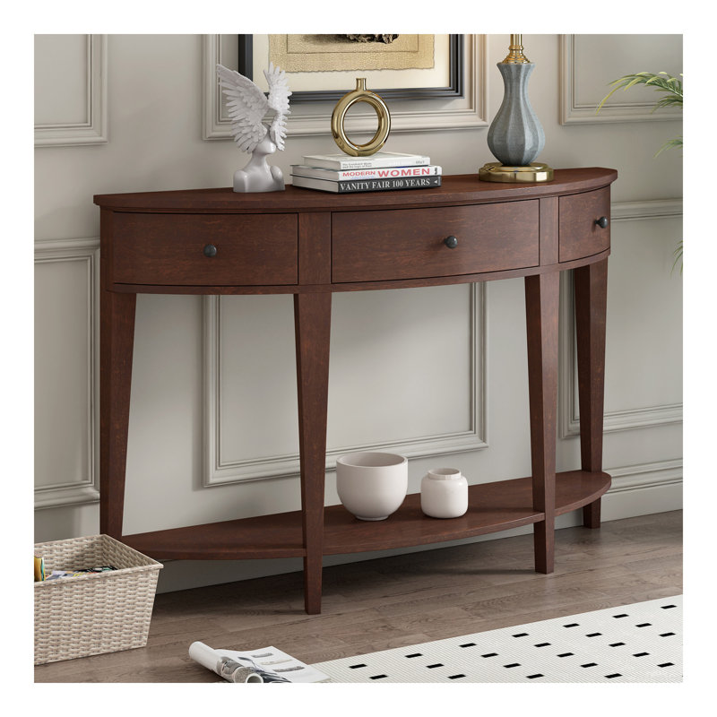 Table console moderne avec 3 tiroirs et 1 tablette pour le couloir, l'entrée et le salon, Espresso