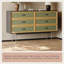 Commode 59 tiroirs 59,06 po Mid-Century vert sauge deux tons avec cadre en bois naturel et pieds noir mat