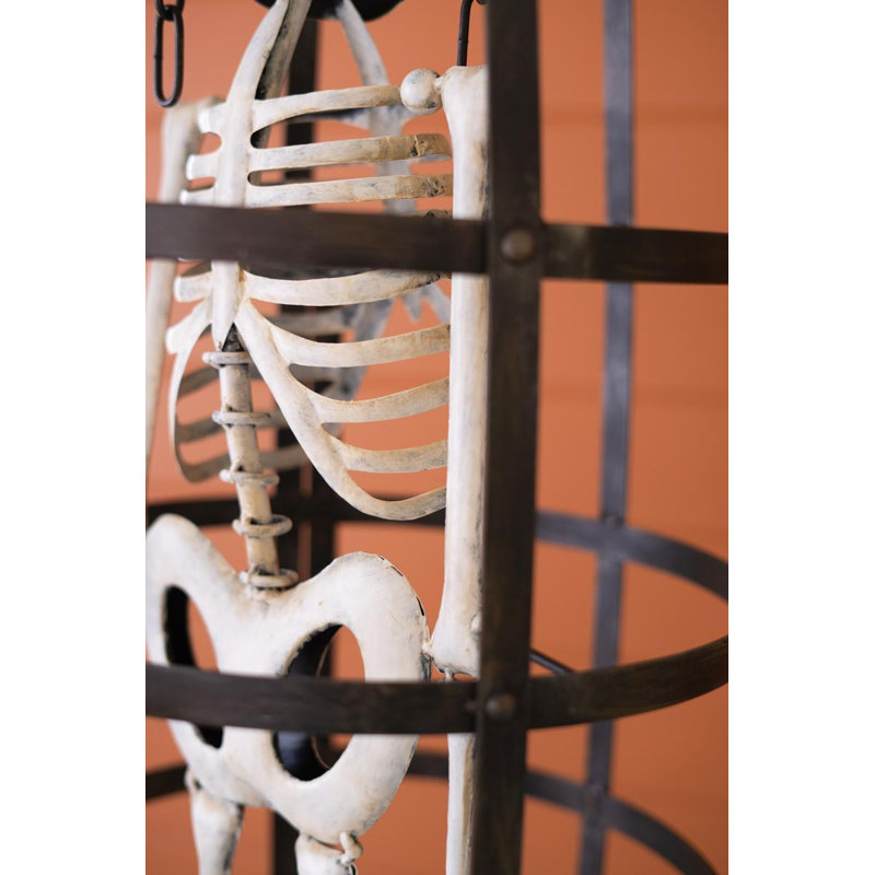 Squelette d'Halloween dans une cage