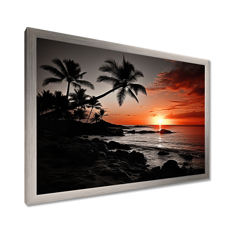 Hawaii Sunset Serenade I - Art mural d'Hawaï, H 30 po x l 40 po x P 1,5 po, Cadre simple argenté