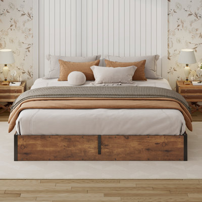 Lift Up Storage Platform Bed Frame with Large Storage Space