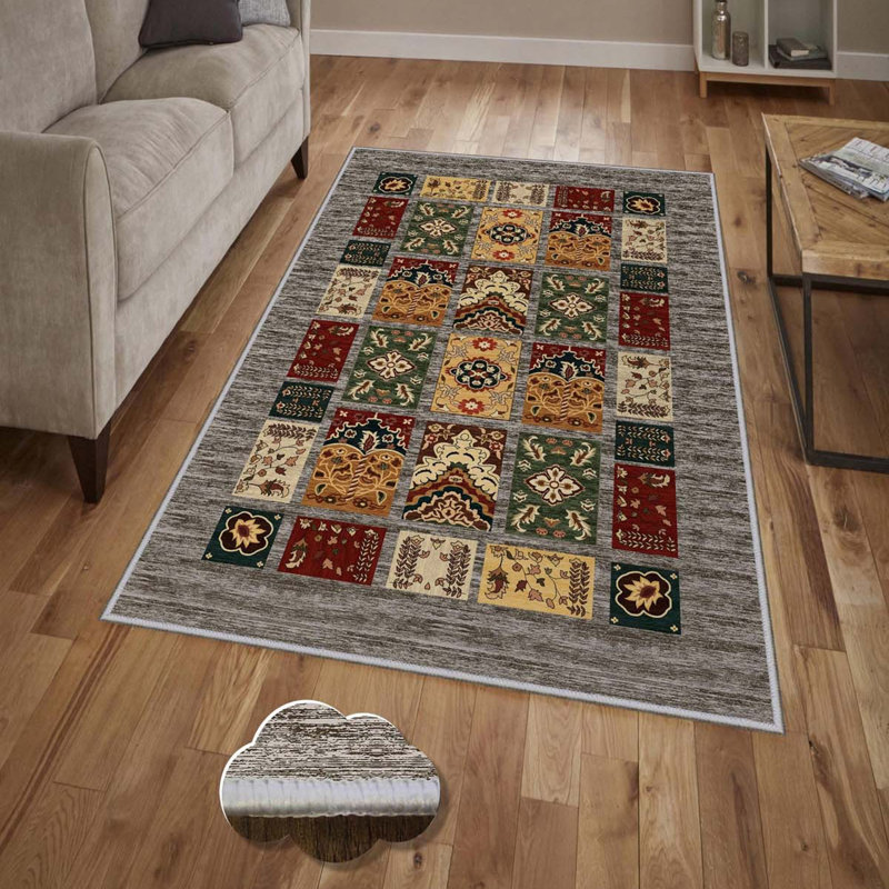 Tapis tissé de qualité supérieure (1,6 x 2,6 pieds), 100% polyester, d'une hauteur de poils de 0,3 po | Pois antibactérien antidérapant en PVC | Lavable à la machine, impression numérique 3D | Idéal pour le salon, la chambre à coucher et le vesti