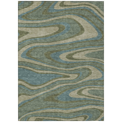 Machine Washable Indoor/Outdoor Chantille ACN2493 Abstract Rug