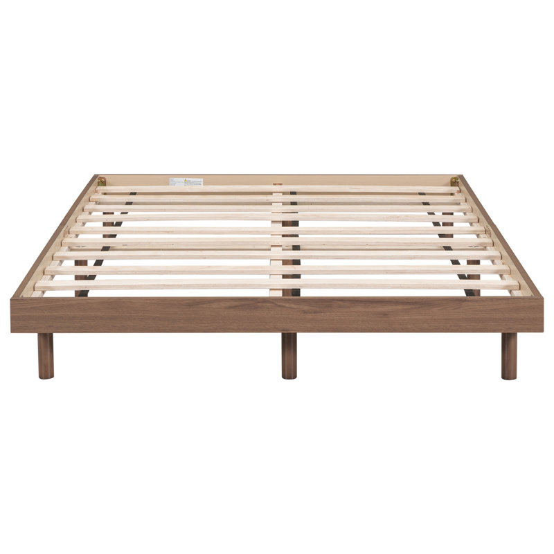 Modern Floating Platform Bed Frame, Walnut Duplicate, Queen