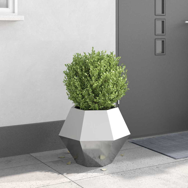 Planter Silver Galvanised Steel, 40" H x 50" W x 50" D