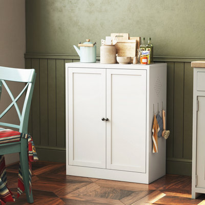 34.6" Metal Pantry Cabinet with Adjustable Shelves - Freestanding Kitchen Storage Organizer with Easy-Grip Handles