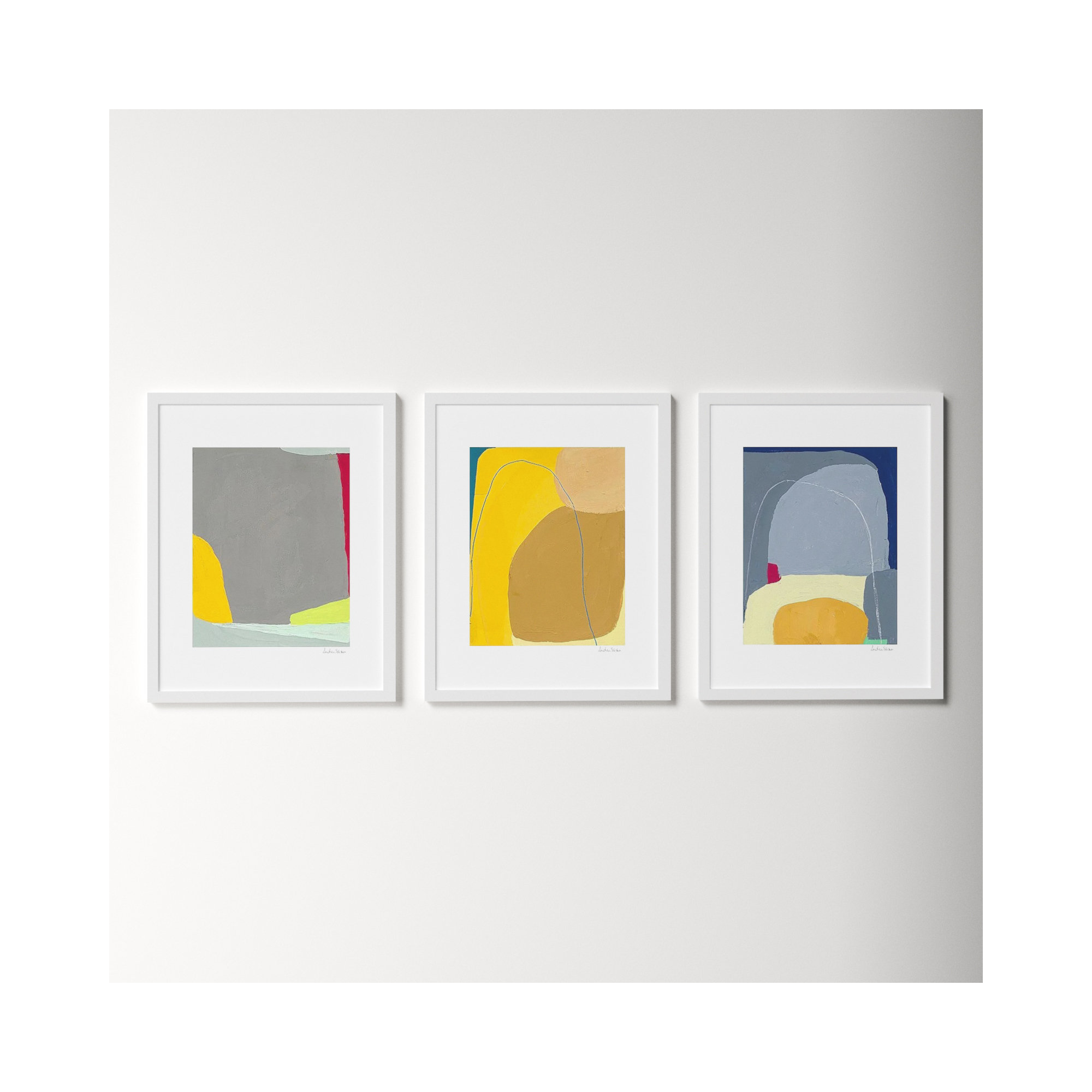 Color Meditation Trio 2. Set Of 3 by Andrea Stokes, White Framed, 50" H x 40" W x 1.25" D