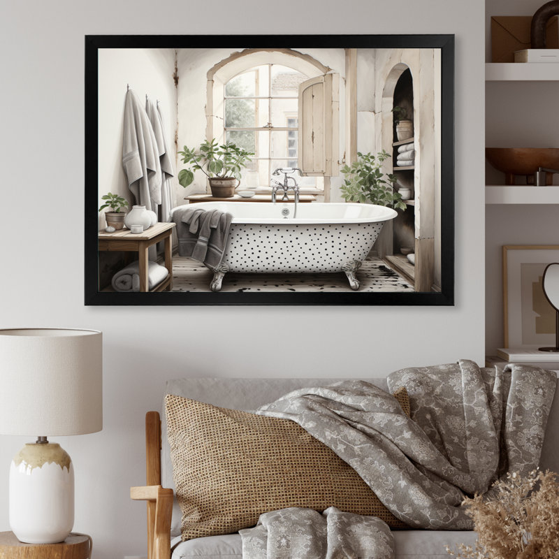 Impression sur toile Minimalisme Bath Of Serenity II - Laundry, H 30 po x l 40 po x P 1,5 po, Cadre simple noir