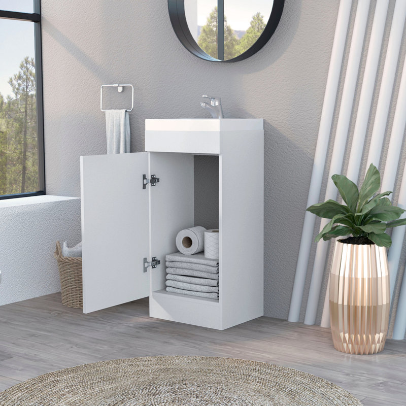 Meuble-lavabo blanc pour salle de bain - espace de rangement spacieux, fabrication durable à 1 porte