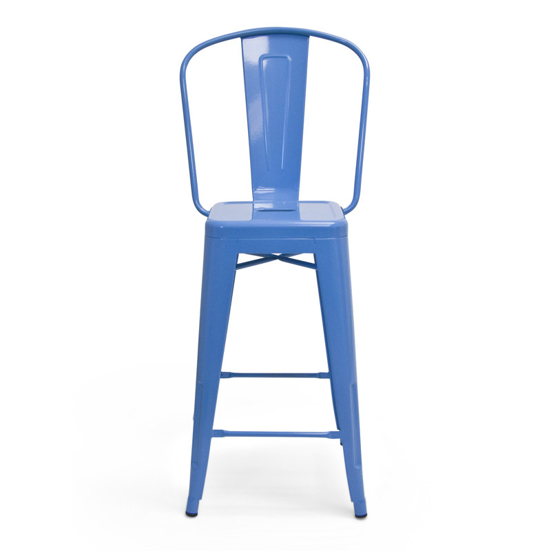Gramoz Counter Stool with Metal Frame, White, Counter Stool (26" Seat Height)