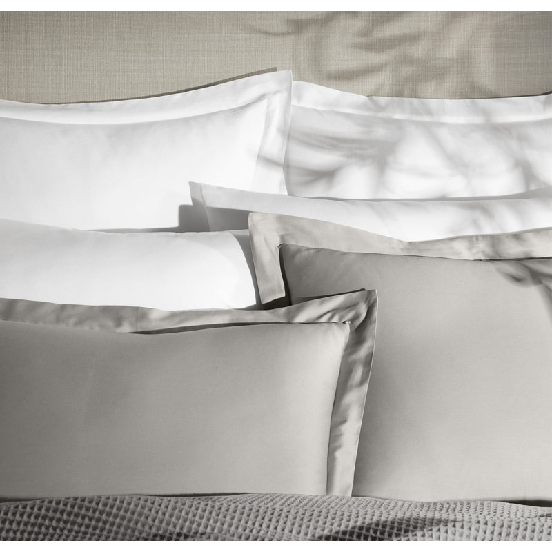 Percale Hemmed Duvet Set, Pewter, Queen Duvet Cover + 2 Standard Shams