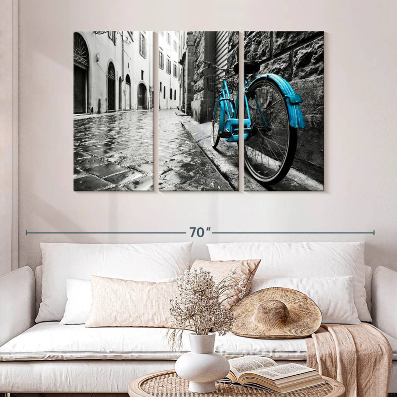 Mehar Retro Blue Bicycle, 32" H x 50" W
