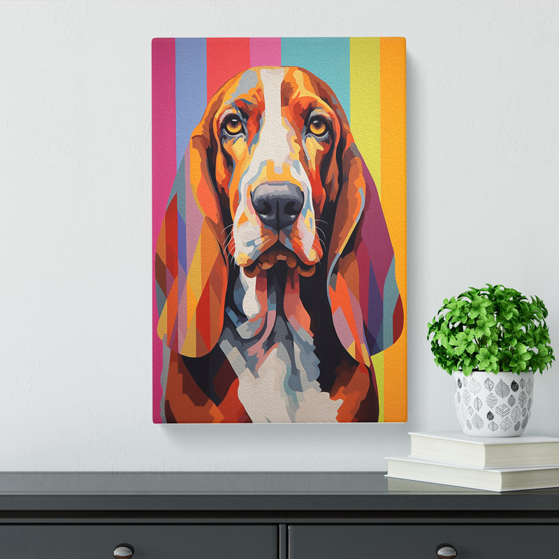 Basset Hound Colour Field - Rectangle - Wrapped Canvas, 50cm H x 35cm W x 3cm D