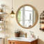Miroir mural rond en bois vieilli et perles, 23,62 "Farmhouse Vintage