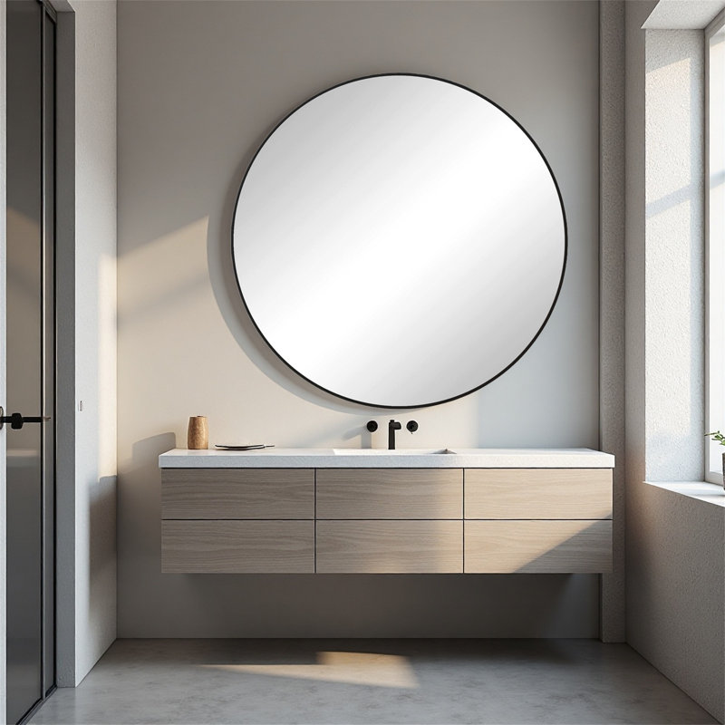 28-inch Black Round Wall Mirror