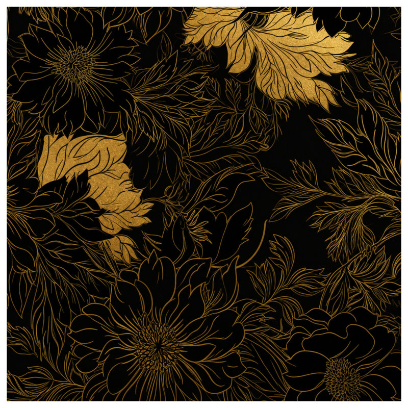 Édredon doré à motif floral, Grand lit