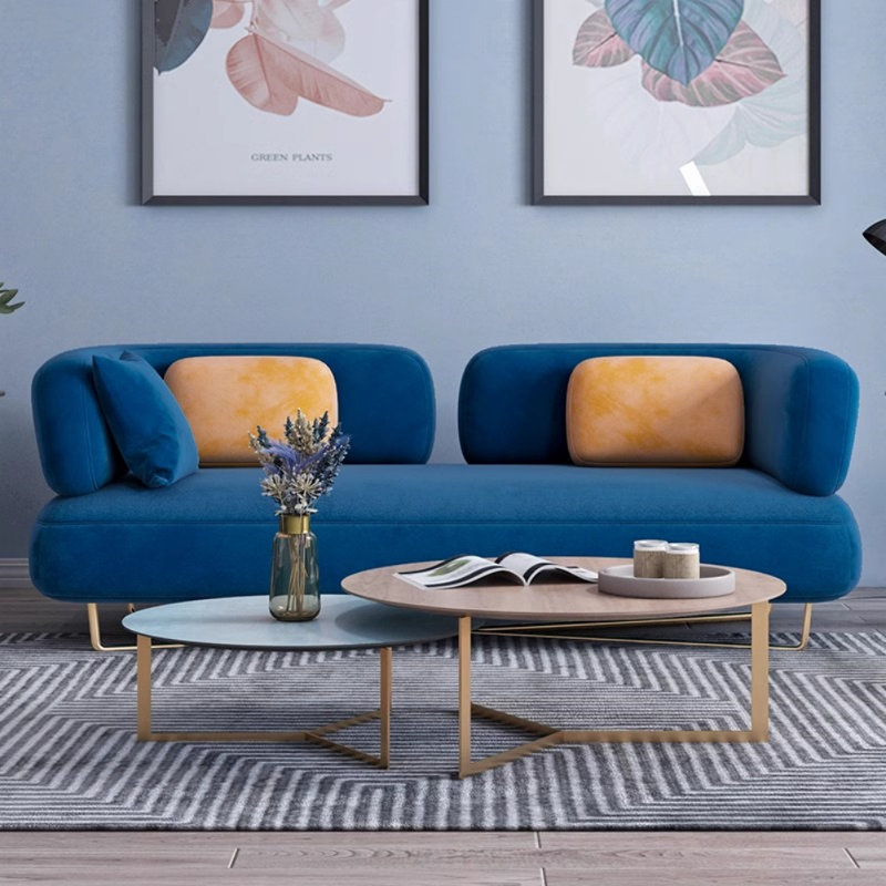 Modern Minimalist Flannel Sofa, Blue