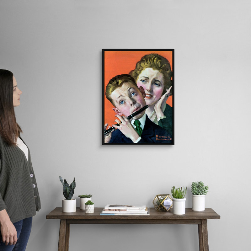 Garçon, musicien, art mural sur toile, H 26 po x l 20 po x P 1,75 po, Cadre flottant noir