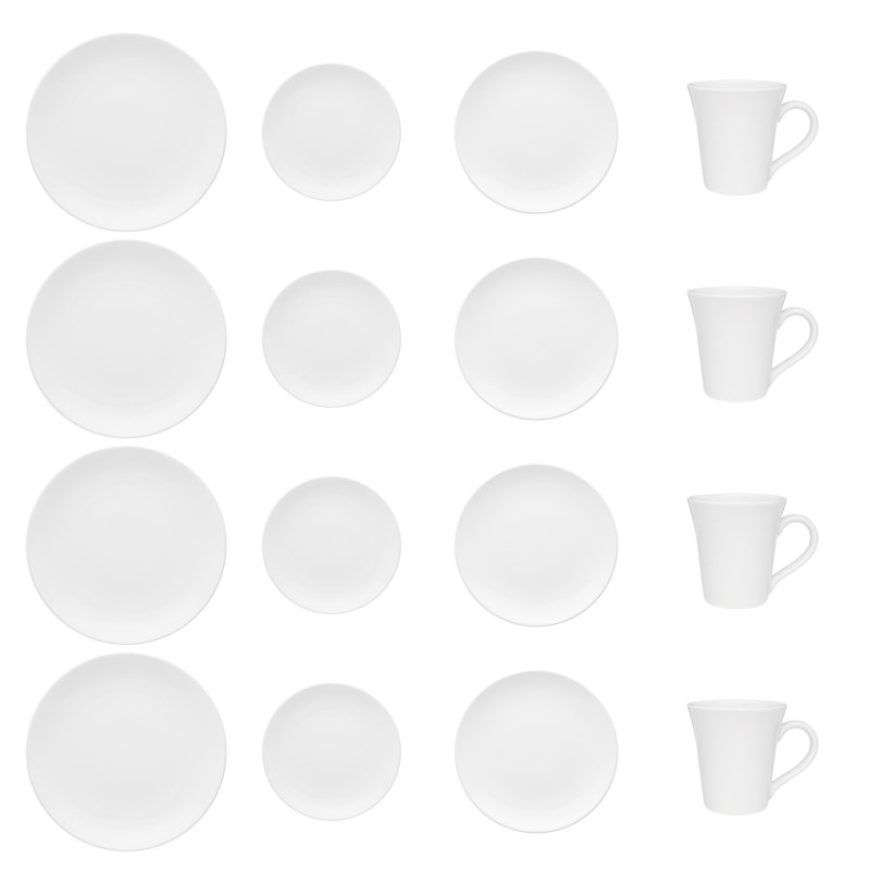 Thundelarra Porcelain China Dinnerware Set 16 Piece - Service for 4