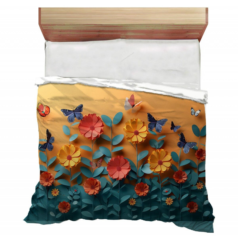 Trendy Floral Plush Microfiber / Polyester Comforter, Twin Comforter
