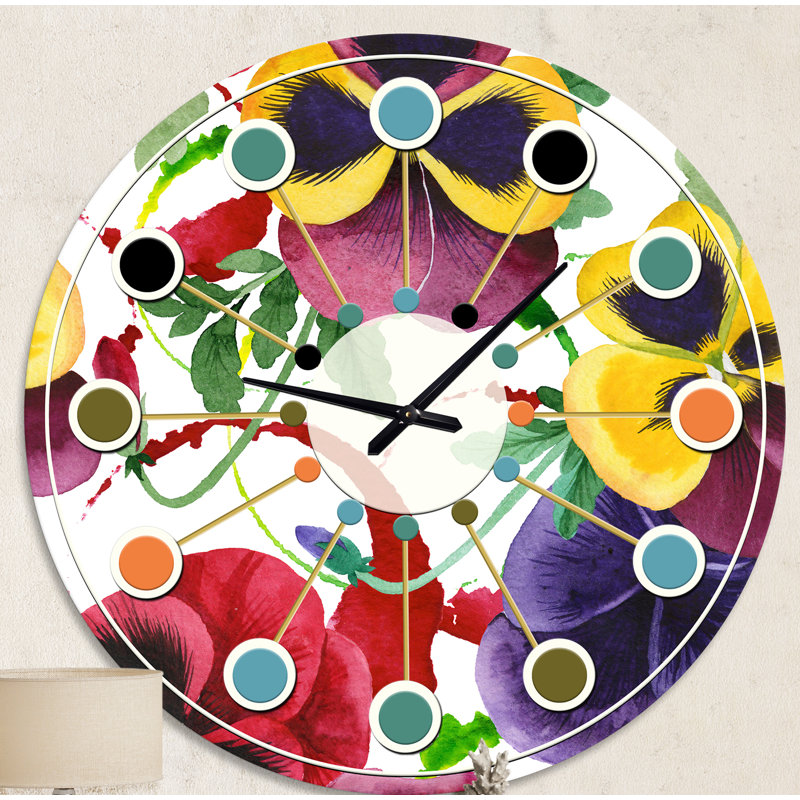 Horloge murale florale botanique rétro, Moyenne