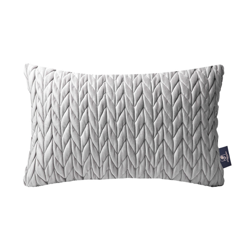 Coussins en velours matelassé, coussin décoratif texturé tressé, Gris, Rectangle H 12 po x l 20 po