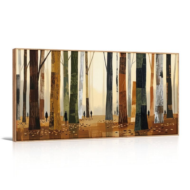 Ensemble de 1 tableau sur toile « Chemin forestier », L 40 po x H 20 po, Naturel
