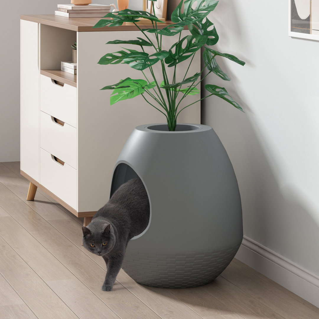 Eggloa6 Hidden Litter Box - Plant Litter Box Enclosure With Artificial Plants, Diy Cat Litter Box Furniture Extra Large, Easy To Clean Tucker Murphy Pet™ 