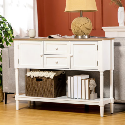 Console avec pieds en pin, belle entrée - armoires rétro blanches, mobilier élégant