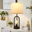 Lampe de table 21 po en lin rétro avec ports USB-749367823