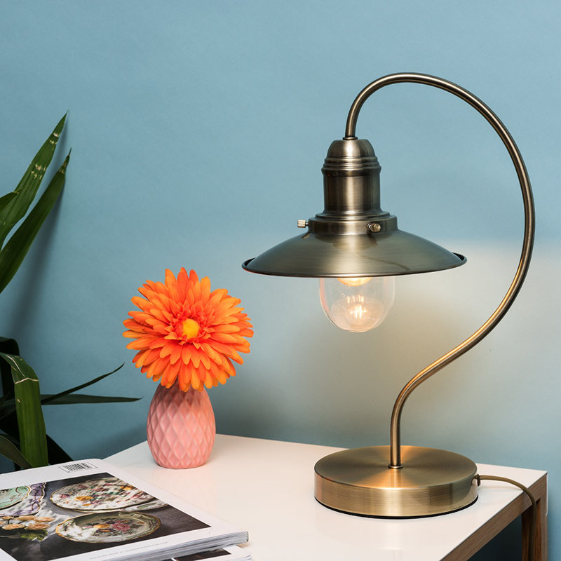 Metal Arched Lamp, No, Antique Brass