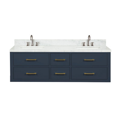 60" Wall-Mounted Double Bathroom Vanity Set