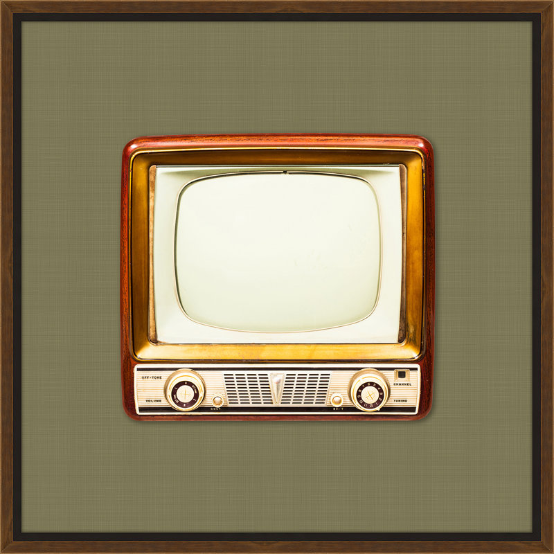 « rétro tv », impression encadrée, Vert
