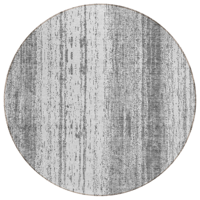 Malek Washable Abstract Indoor / Outdoor Rug, Round 8'