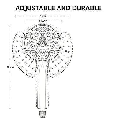 Pommeau de douche 2 en 1 avec douchette à main – Haute pression, débit de 1,8 GPM