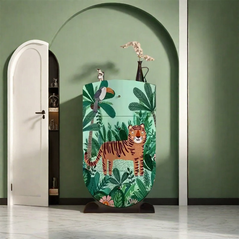 Armoire de rangement élégante en bois de noyer avec tiroirs