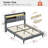 Neavins Bed Frame with Storage Headboard & LED Light, Upholstered Bed Frame with Charging Station-520802938