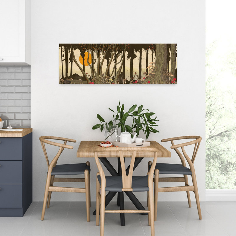 Forêt enchantée au coucher du soleil, H 12 po x l 36 po