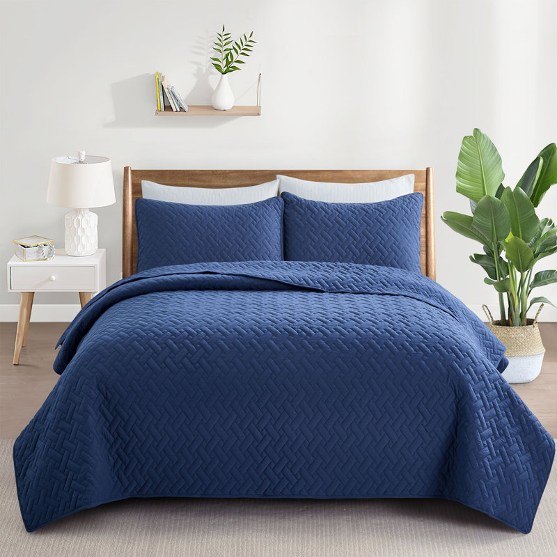 Coverlet Set No Coverlet, King Coverlet + 2 King Pillowcases, Navy