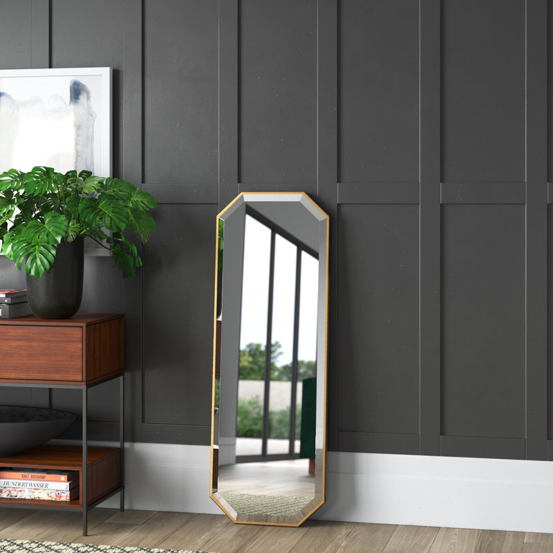 Miroir mural Logsdon, Doré, 48 po x 17 po