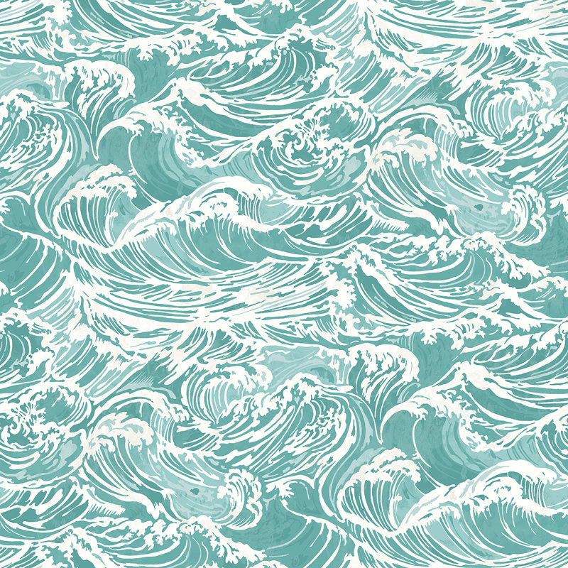 Papier peint adhésif Crashing Waves, Vert